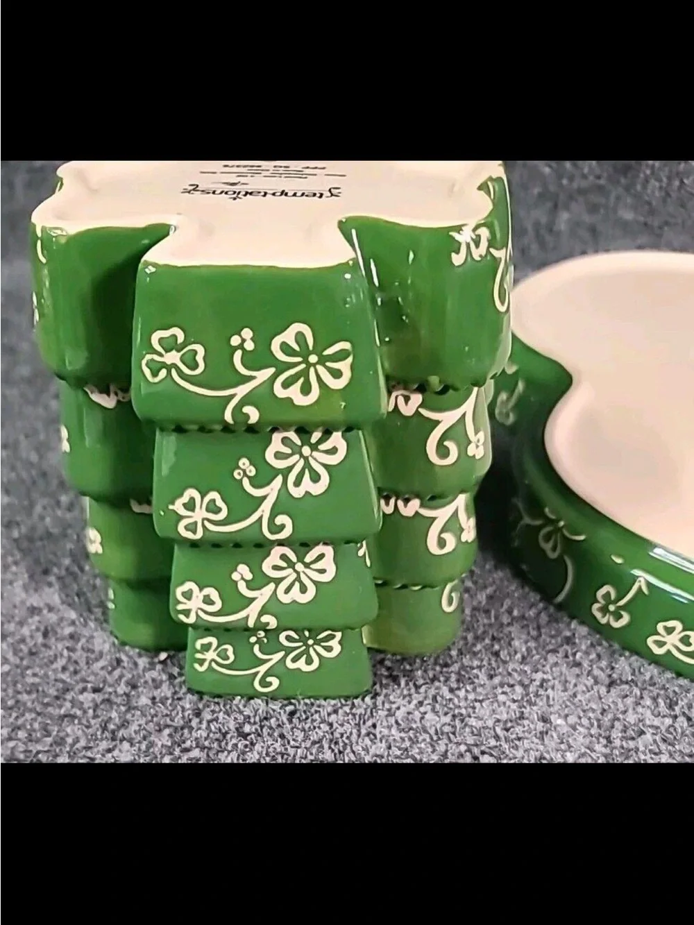 Temptations Shamrock Clover 5-Piece Bakeware & Serving Set Floral Lace G…